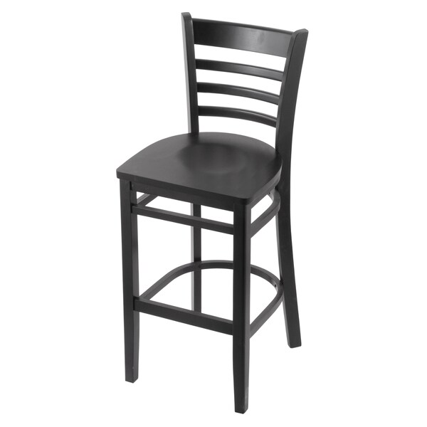 25" Counter Stool, Black Finish, Black Seat